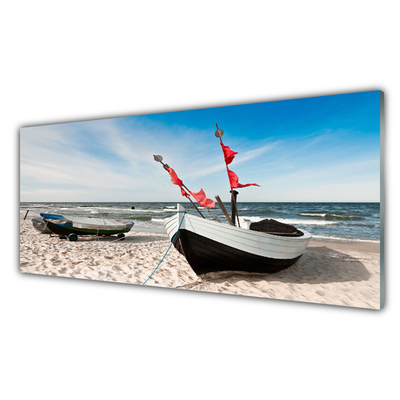 Quadro de vidro Paisagem de praia de barco