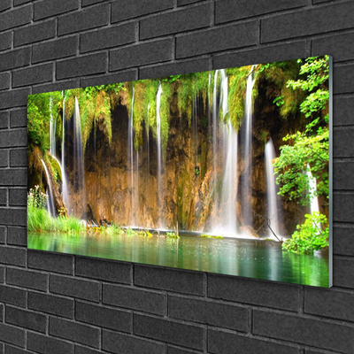 Pintura em vidro Cachoeira Lago Natureza