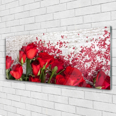 Quadro de vidro Planta de flores rosas