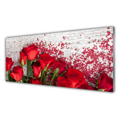 Quadro de vidro Planta de flores rosas