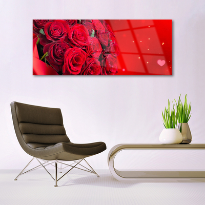 Quadro de vidro Planta de flores rosas