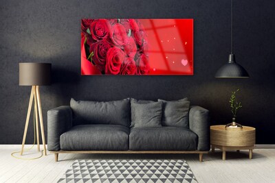 Quadro de vidro Planta de flores rosas