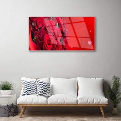 Quadro de vidro Planta de flores rosas