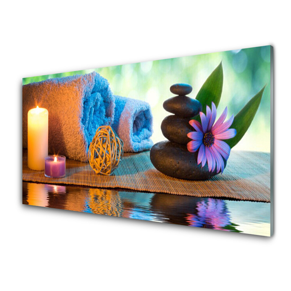 Quadro de vidro Velas de flores de spa