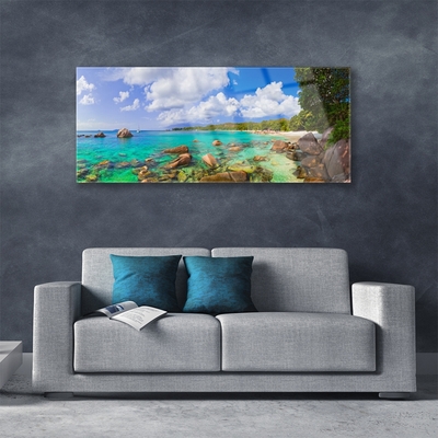 Pintura em vidro Paisagem de praia e mar