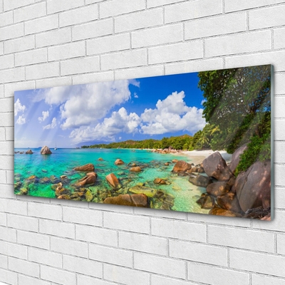 Pintura em vidro Paisagem de praia e mar
