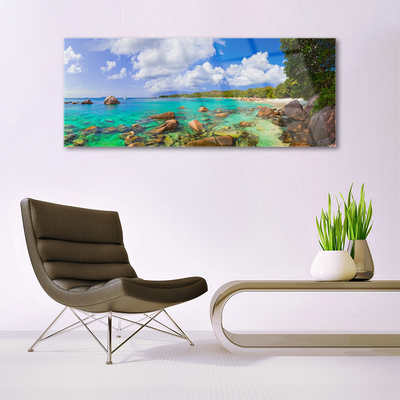 Pintura em vidro Paisagem de praia e mar