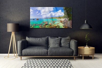 Pintura em vidro Paisagem de praia e mar