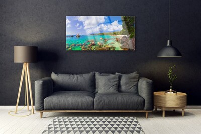 Pintura em vidro Paisagem de praia e mar