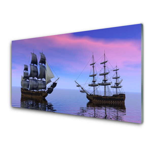 Quadro de vidro Paisagem Marinha de Barcos