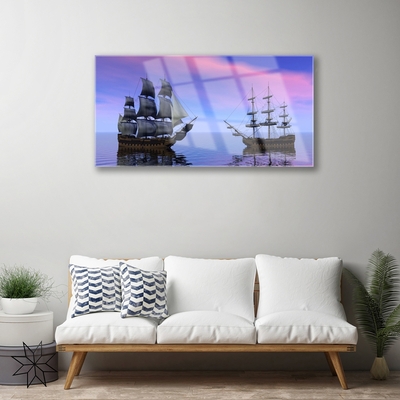 Quadro de vidro Paisagem Marinha de Barcos