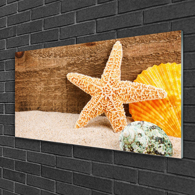 Quadro de vidro Arte de estrela do mar de areia