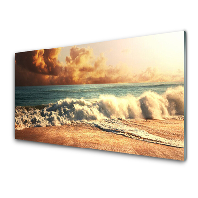 Pintura em vidro Paisagem de ondas de praia oceânica