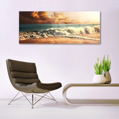 Pintura em vidro Paisagem de ondas de praia oceânica