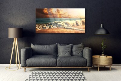 Pintura em vidro Paisagem de ondas de praia oceânica