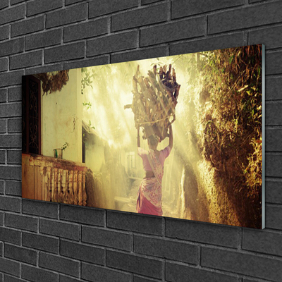 Pintura em vidro Mulher Homem Madeira