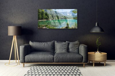 Quadro de vidro Montanhas Lago Floresta Natureza