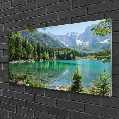 Quadro de vidro Montanhas Lago Floresta Natureza