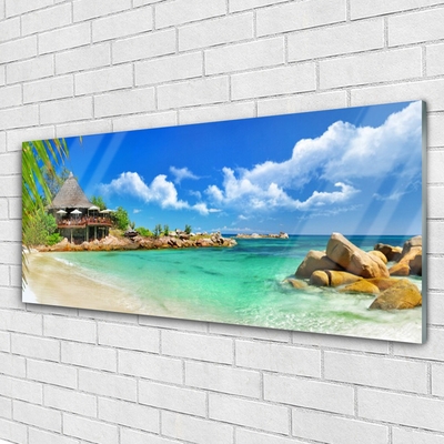 Pintura em vidro Paisagem de praia e mar