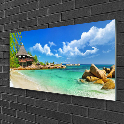 Pintura em vidro Paisagem de praia e mar