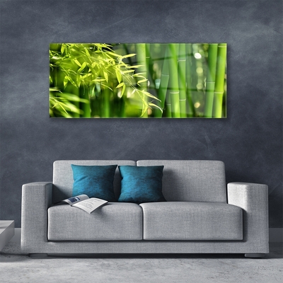 Pintura em vidro Planta de folhas de bambu