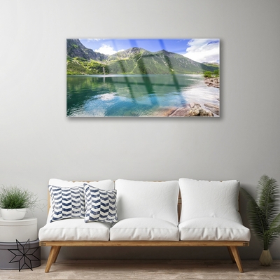 Pintura em vidro Paisagem de lago de montanha