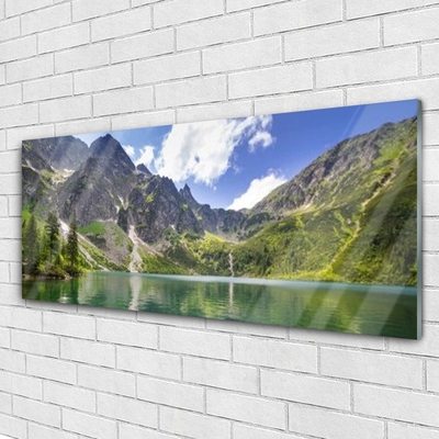 Quadro de vidro Paisagem de lago de montanha