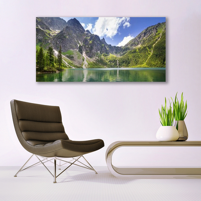 Quadro de vidro Paisagem de lago de montanha