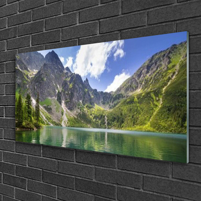 Quadro de vidro Paisagem de lago de montanha