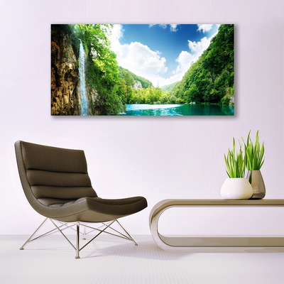 Quadro de vidro Montanha Floresta Lago Natureza