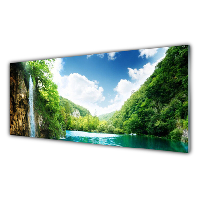 Quadro de vidro Montanha Floresta Lago Natureza