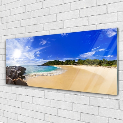 Quadro de vidro Paisagem de praia, mar e sol