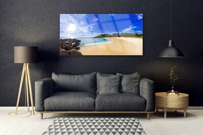 Quadro de vidro Paisagem de praia, mar e sol