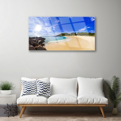 Quadro de vidro Paisagem de praia, mar e sol