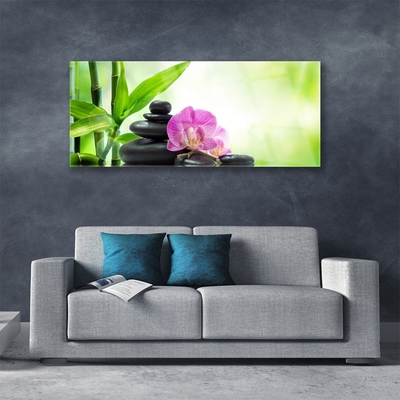 Quadro de vidro Folhas Gráficas de Bambu