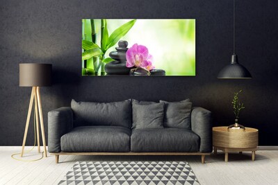 Quadro de vidro Folhas Gráficas de Bambu