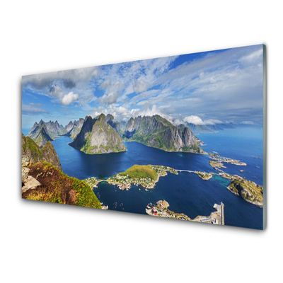 Quadro de vidro Montanhas Mar Baía Paisagem