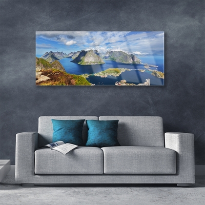 Quadro de vidro Montanhas Mar Baía Paisagem