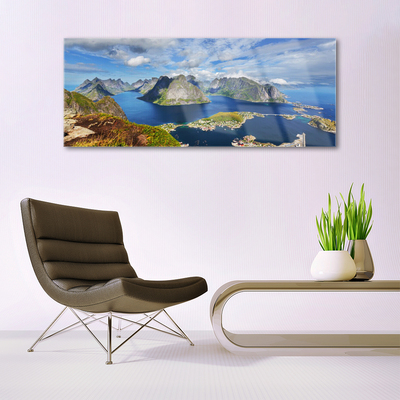 Quadro de vidro Montanhas Mar Baía Paisagem