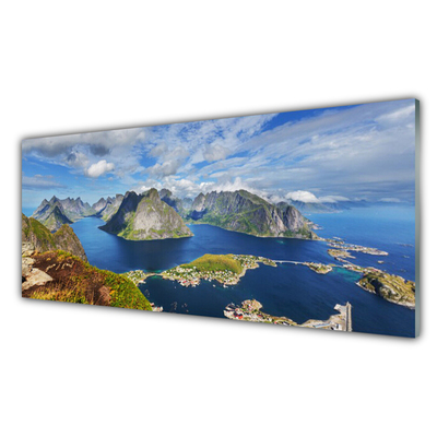 Quadro de vidro Montanhas Mar Baía Paisagem