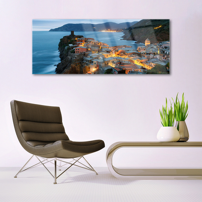 Quadro de vidro Paisagem das Montanhas da Cidade do Mar