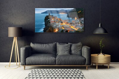 Quadro de vidro Paisagem das Montanhas da Cidade do Mar