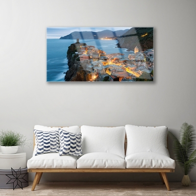 Quadro de vidro Paisagem das Montanhas da Cidade do Mar