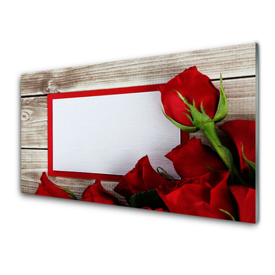 Quadro de vidro Planta de flores rosas