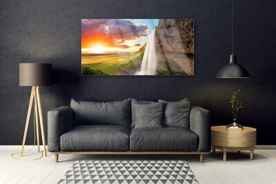 Pintura em vidro Paisagem do Sol da Cachoeira