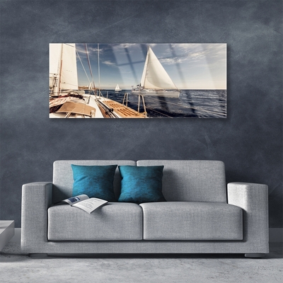 Quadro de vidro Paisagem Marinha de Barcos