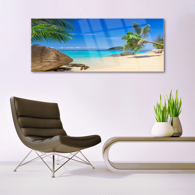Pintura em vidro Paisagem de praia e mar