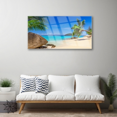 Pintura em vidro Paisagem de praia e mar