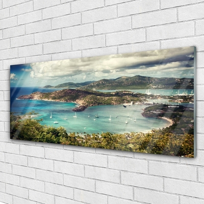 Pintura em vidro Paisagem da Baía dos Barcos
