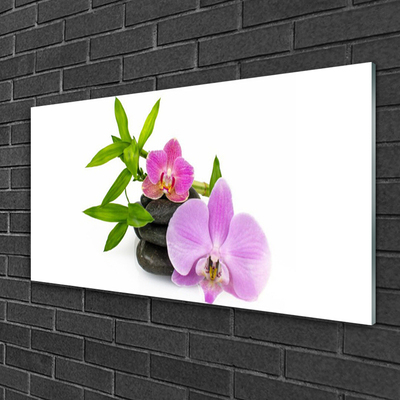 Pintura em vidro Planta de orquídea flor